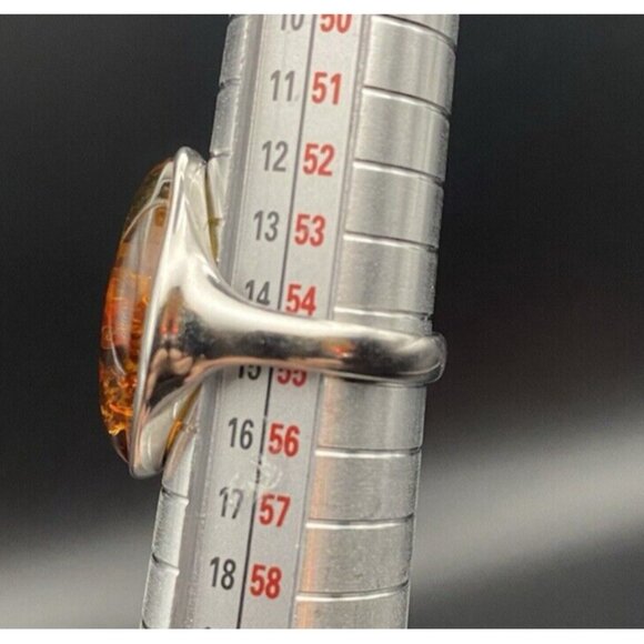 Multi-Color Baltic Amber Ring Size 7.25 925 Sterling Silver 5.4 G 23 h x 17.7 mm - Picture 11 of 16